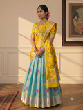 Zari Kota Pattu Lehenga fully stitched.