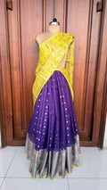 Yellow and blue zari kota lehenga set