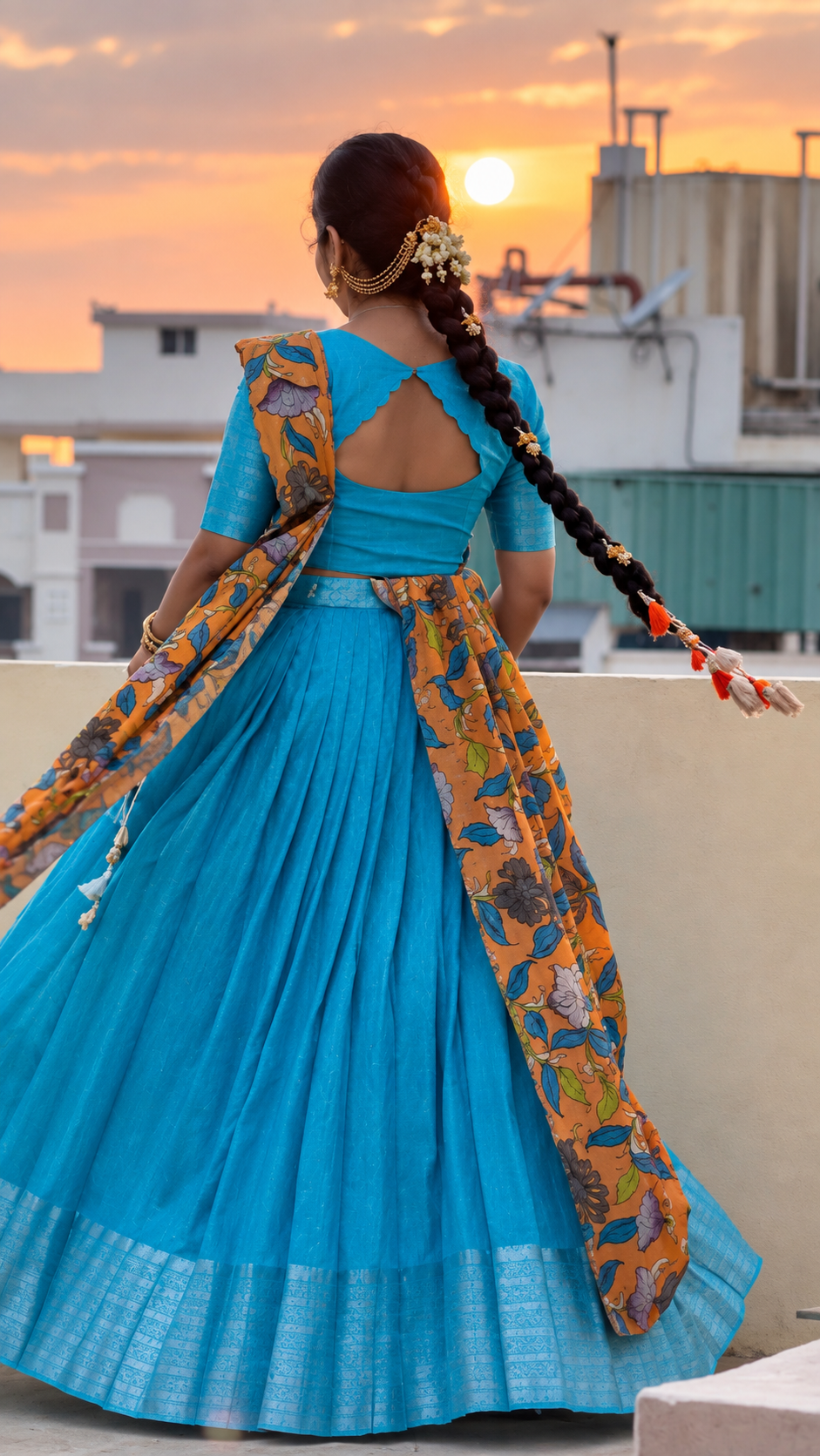 Mangalgiri Pattu Lehenga Set