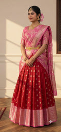 Zari Kota Pattu Lehenga fully stitched.