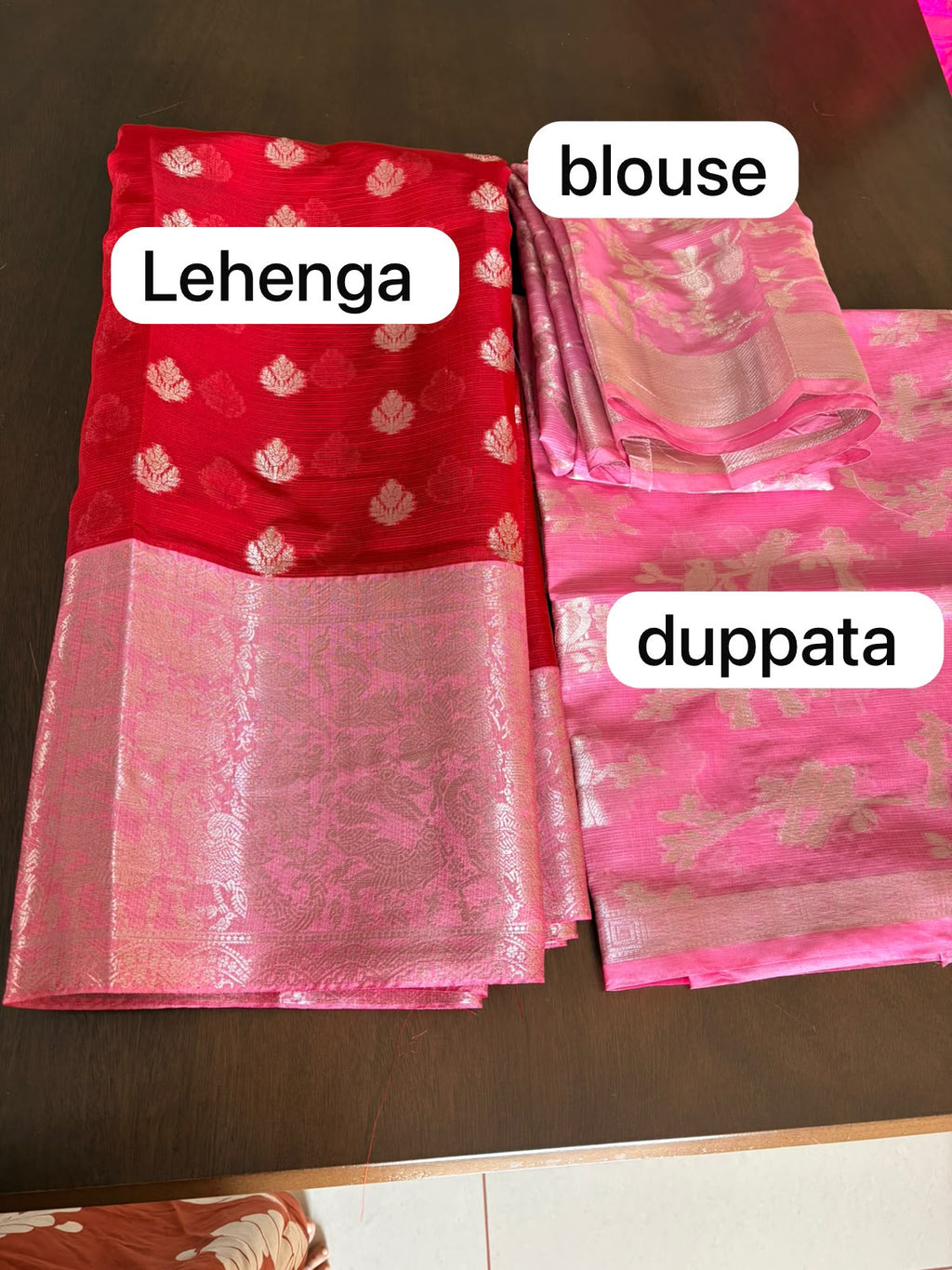 Zari Kota Pattu Lehenga fully stitched.