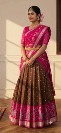 Zari Kota Pattu Lehenga fully stitched.