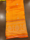 Orange Mangalagiri Saree with Kolam Muggu Design