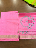 Baby Pink Mangalagiri Saree with Embroidery Blouse
