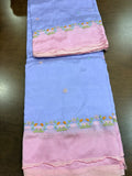 Lavender and Pink Border Mangalagiri Saree with Embroidery and Cut Work