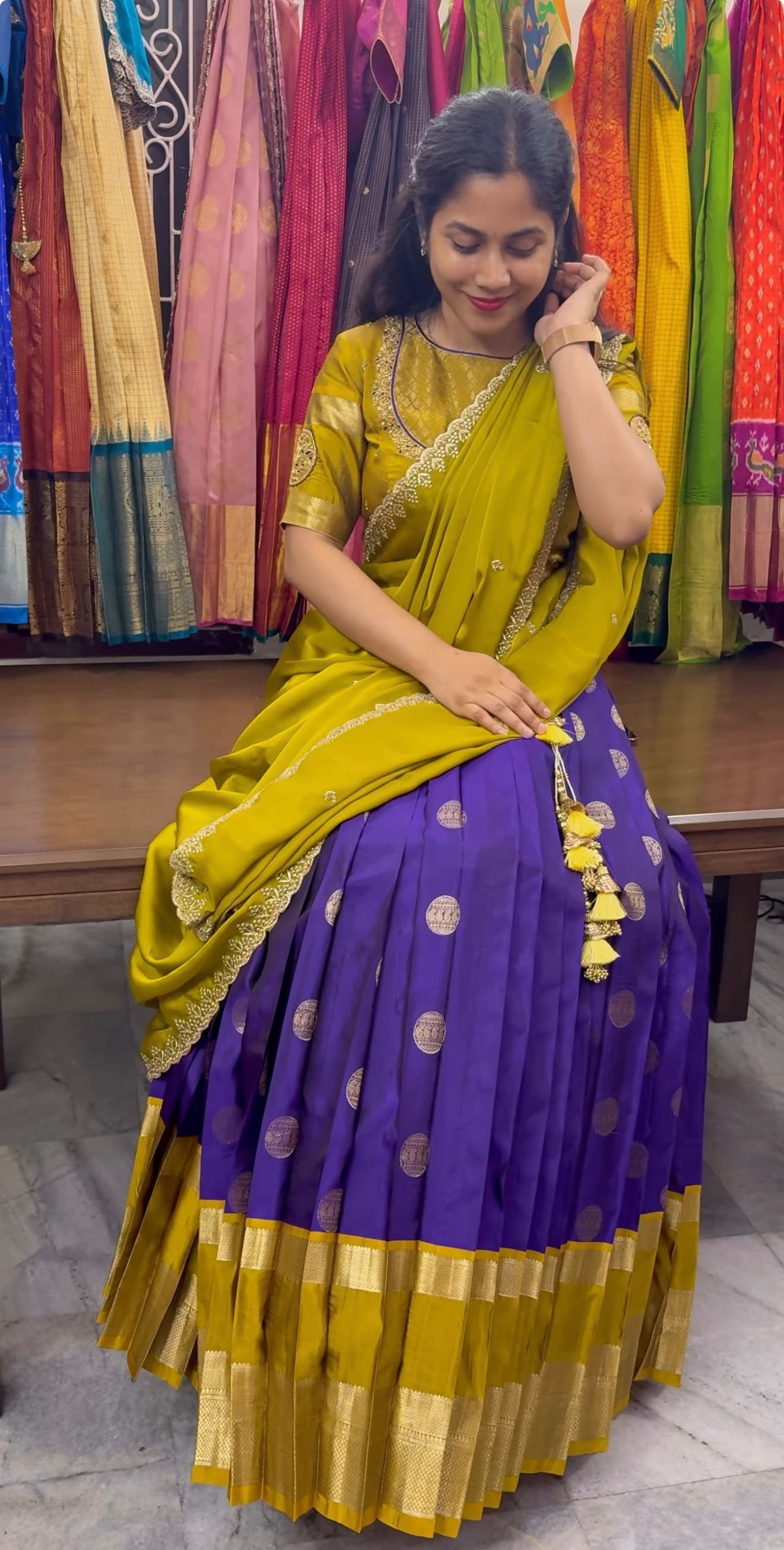 Blue Pure Kanchipattu Lehenga Set