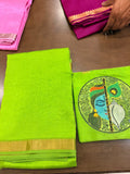 Green Mangalagiri Saree with Embroidery Blouse