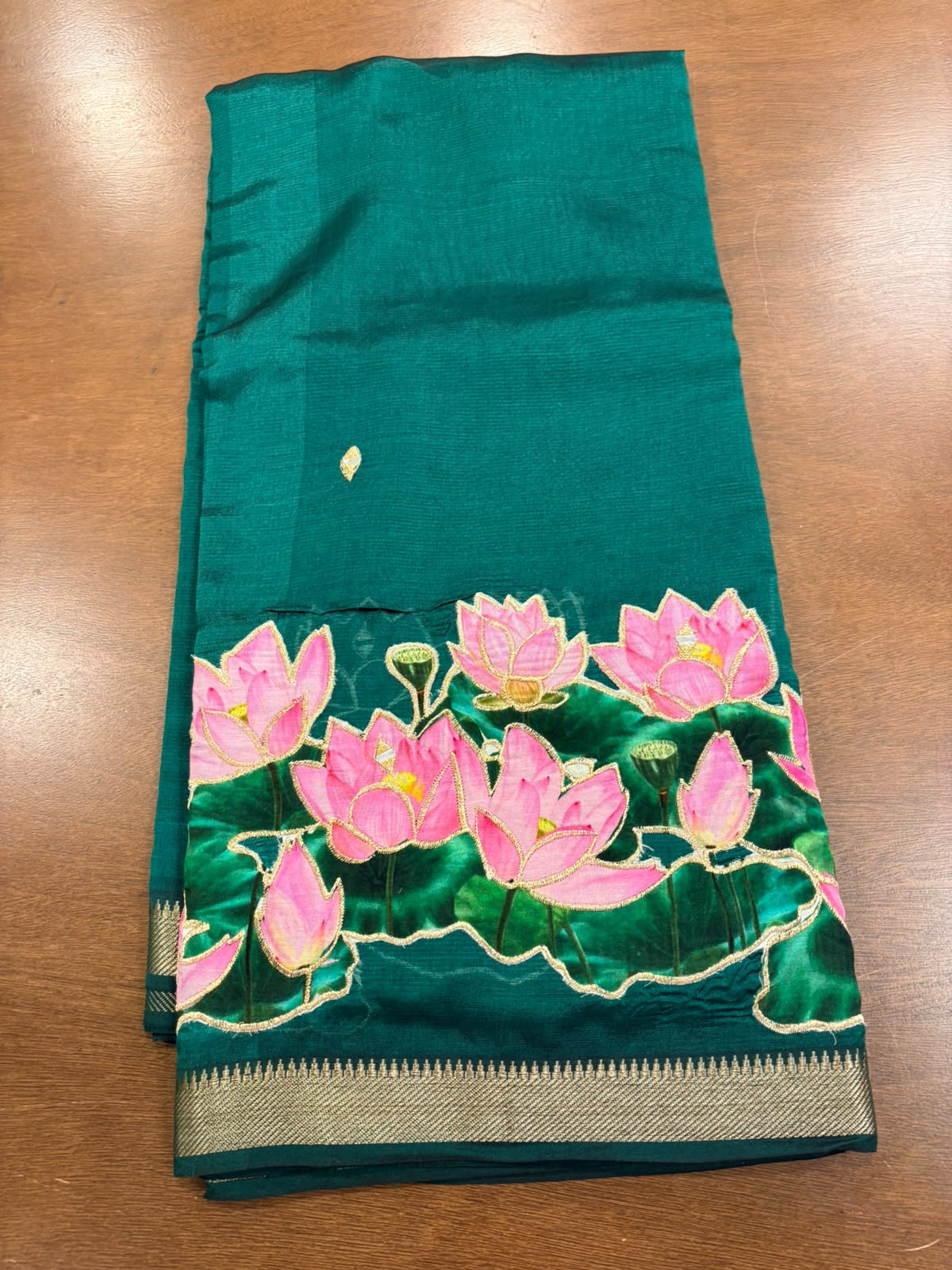 Aplic Green Mangalagiri Saree