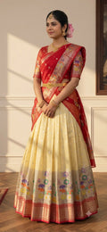 Zari Kota Pattu Lehenga fully stitched.