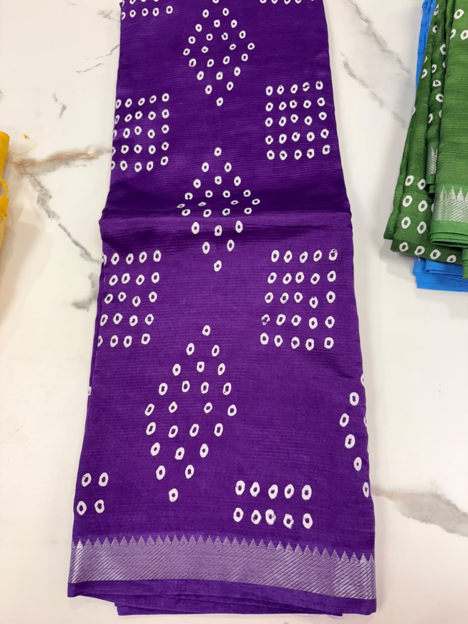 Purple Mangalagiri Bandhani Saree