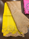 Gold and Yellow Mangalagiri Saree with Cut work