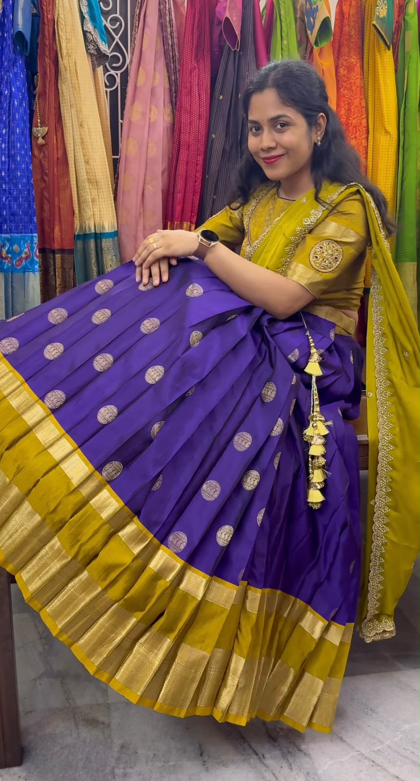 Blue Pure Kanchipattu Lehenga Set