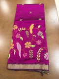 Magenta Mangalagiri Saree with Embroidery work