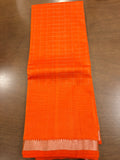 Orange Checks Mangalagiri Saree with Gap Broder