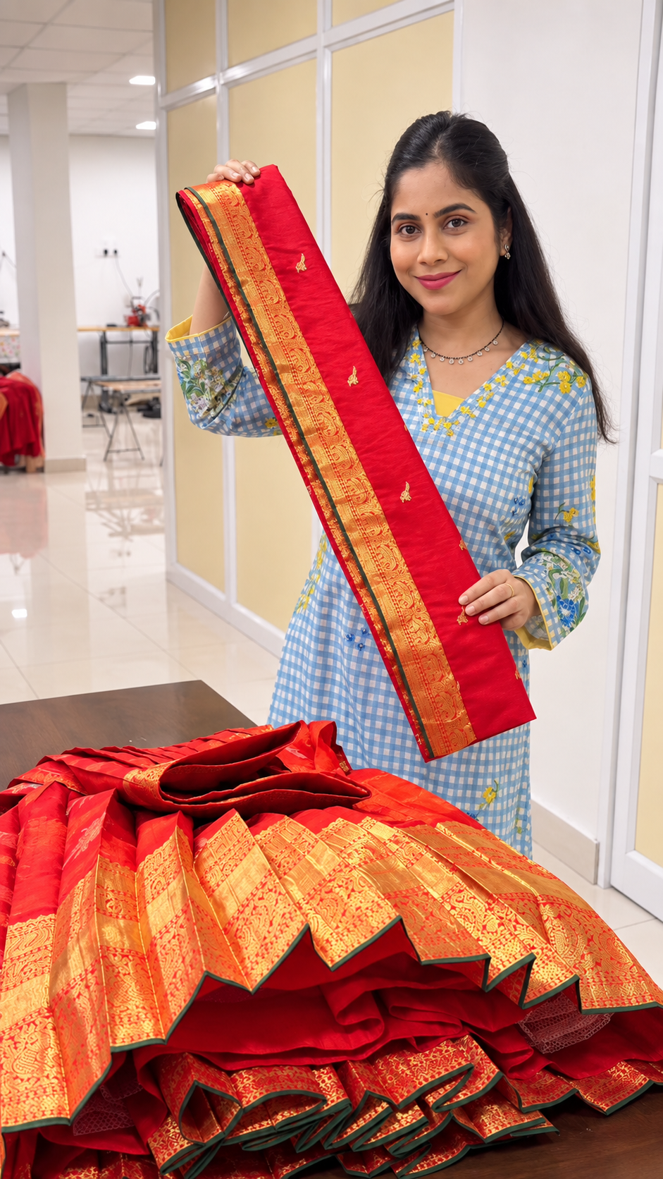 Red Pure Kanchipattu Lehenga Set