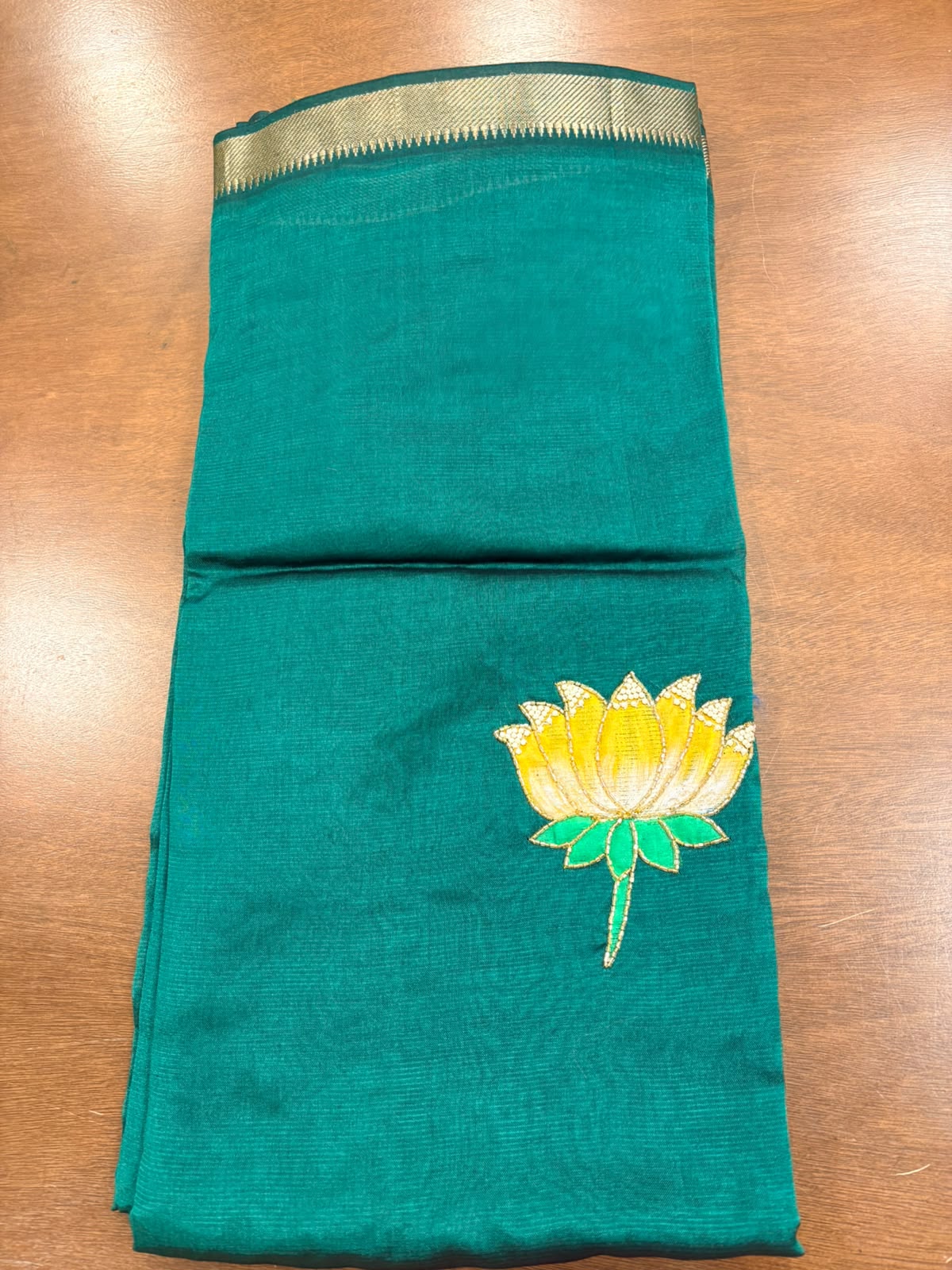 Green Mangalagiri Saree with Kardana work