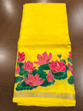 Applique Yellow Mangalagiri Saree